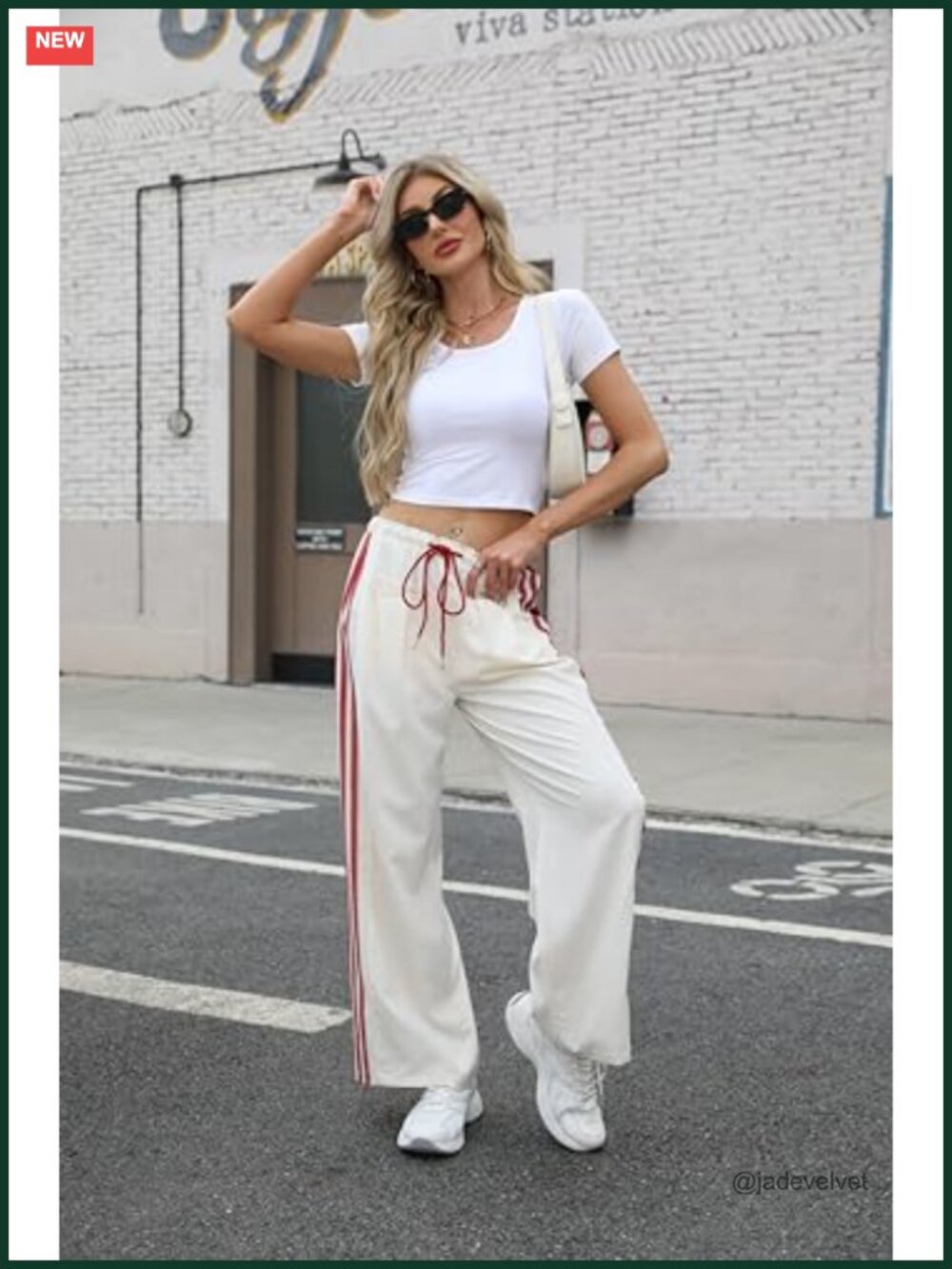 Women's Wide Leg Palazzo Pants Drawstring High Rise Side Striped Pockets - Picture 2 of 6